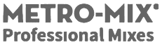 Logo with the words "METRO-MIX Professional Mixes" in bold, stylized font on a light background.