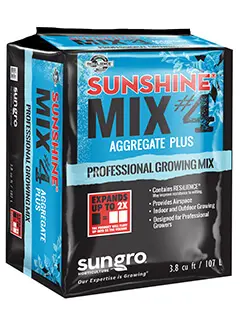 Bag of SunGro Sunshine Mix #4 Professional Growing Mix Aggregate Plus for indoor and outdoor plants, 3.8 cu ft